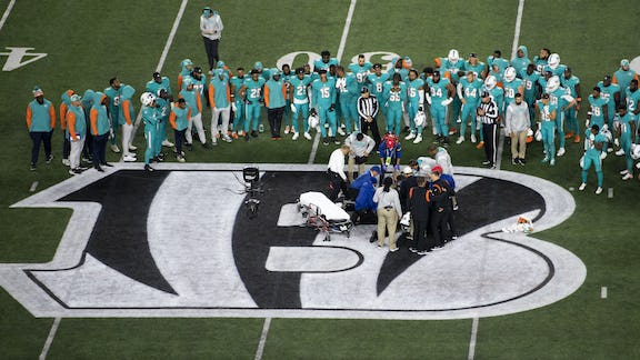 Tua Tagovailoa: Miami Dolphins quarterback taken off the field on stretcher  during game against Bengals