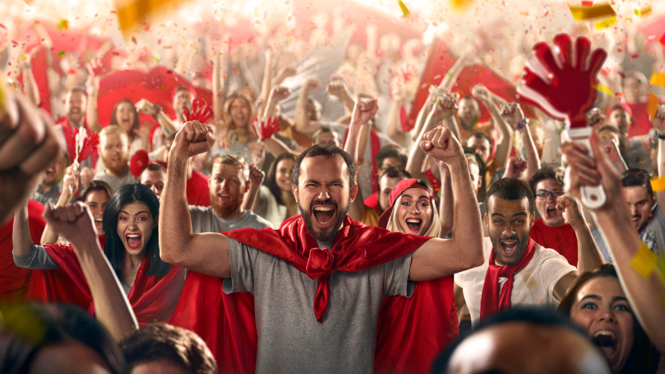 Sports fans cheering