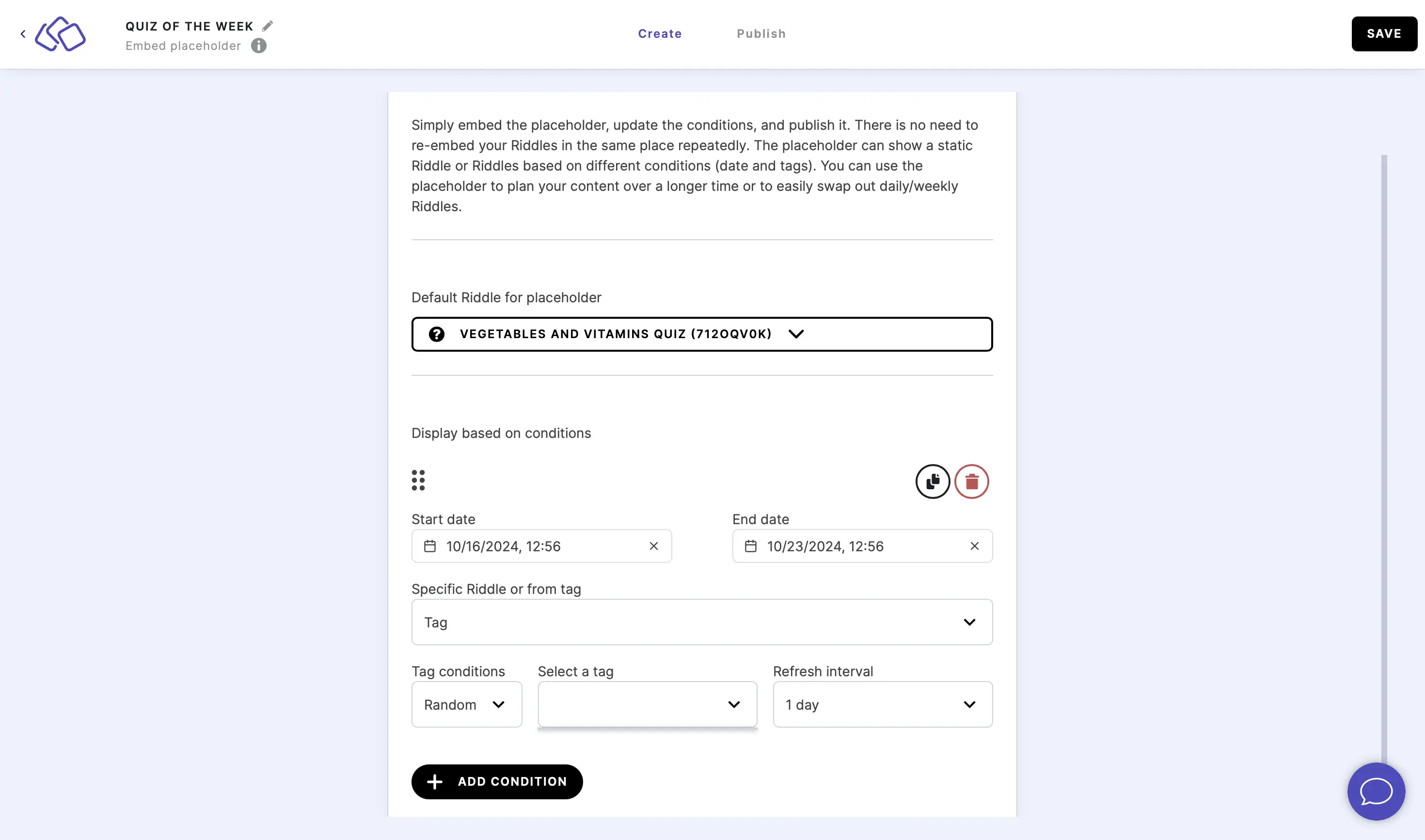 placeholder tag setup