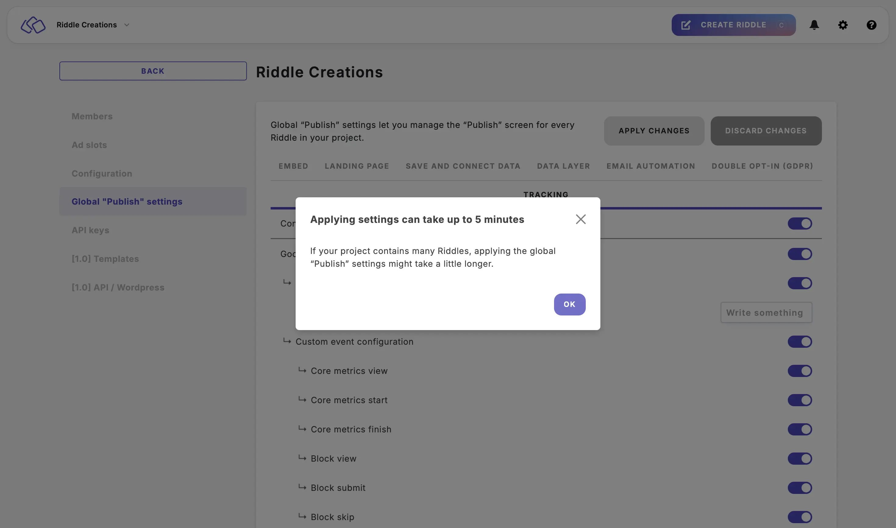 apply global publish changes