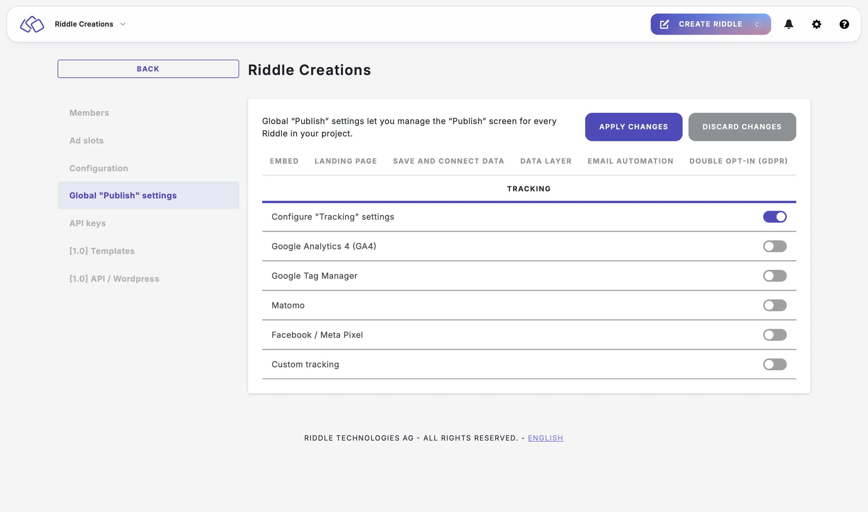 configure global tracking