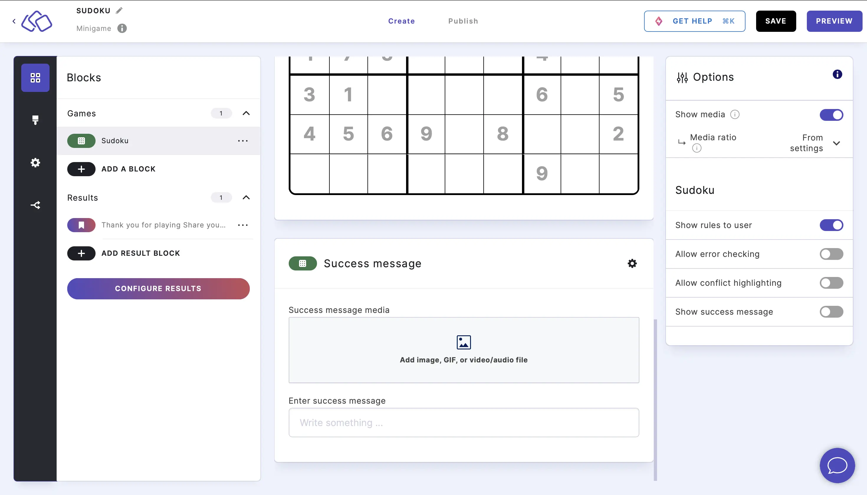 sudoku disable success message