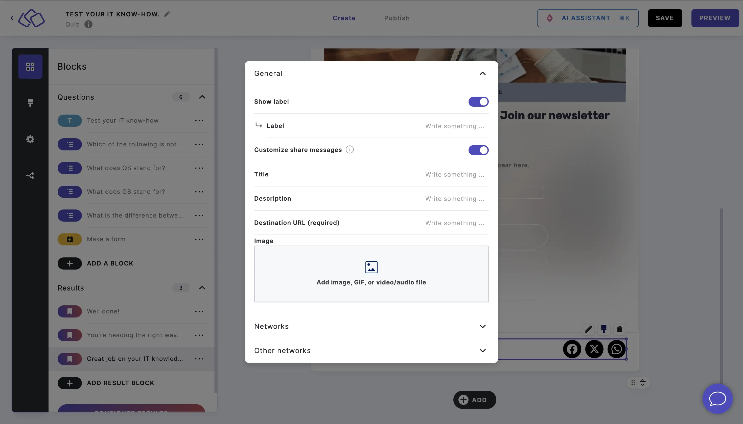 customize share messages