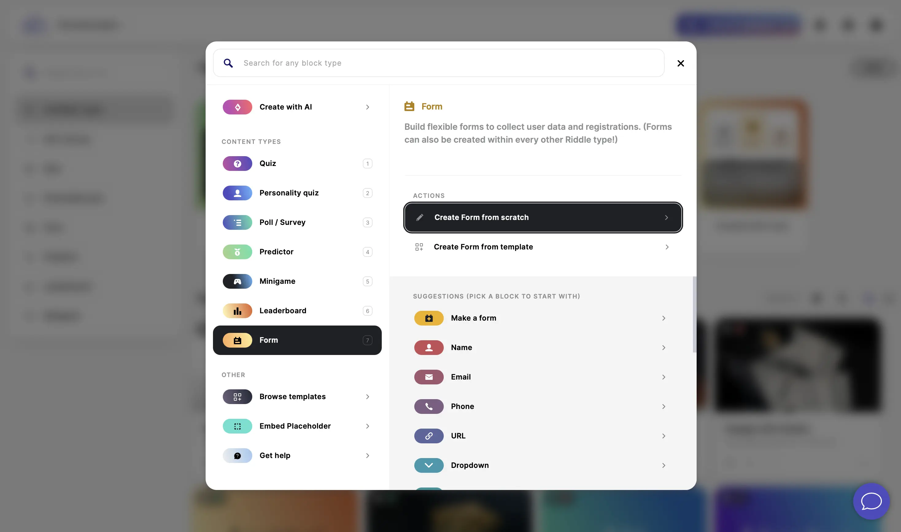 create form from scratch