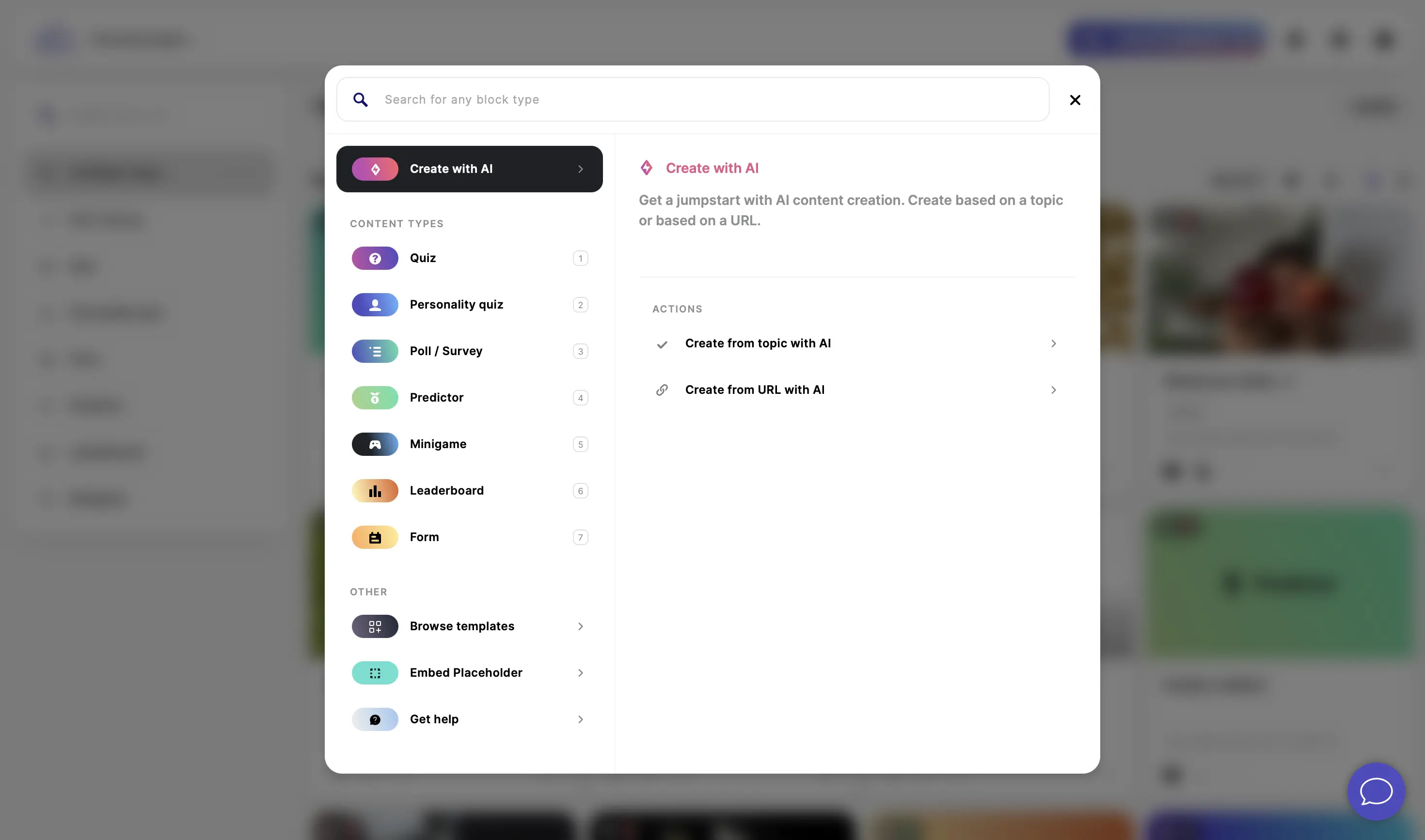 create from topic with AI