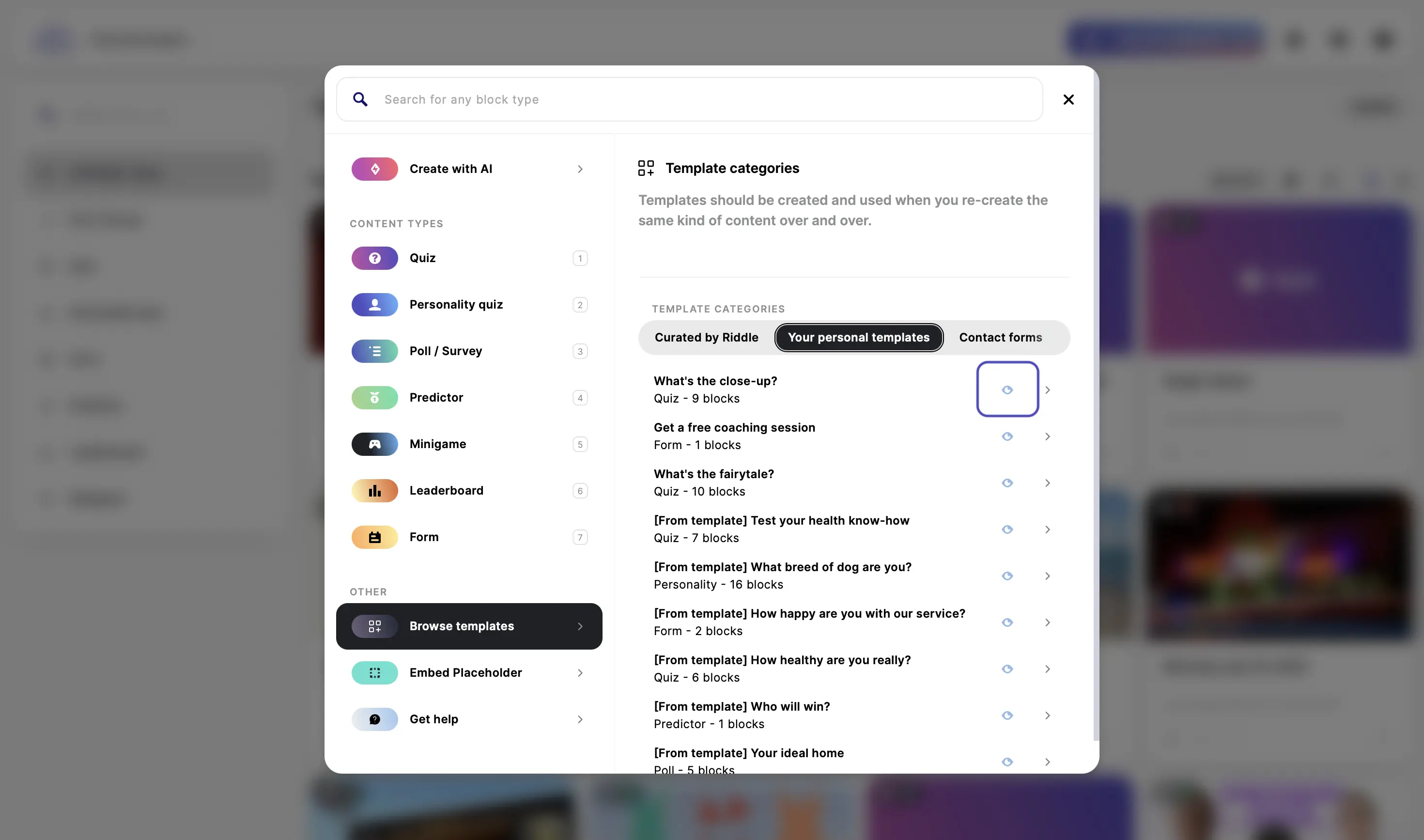 preview template