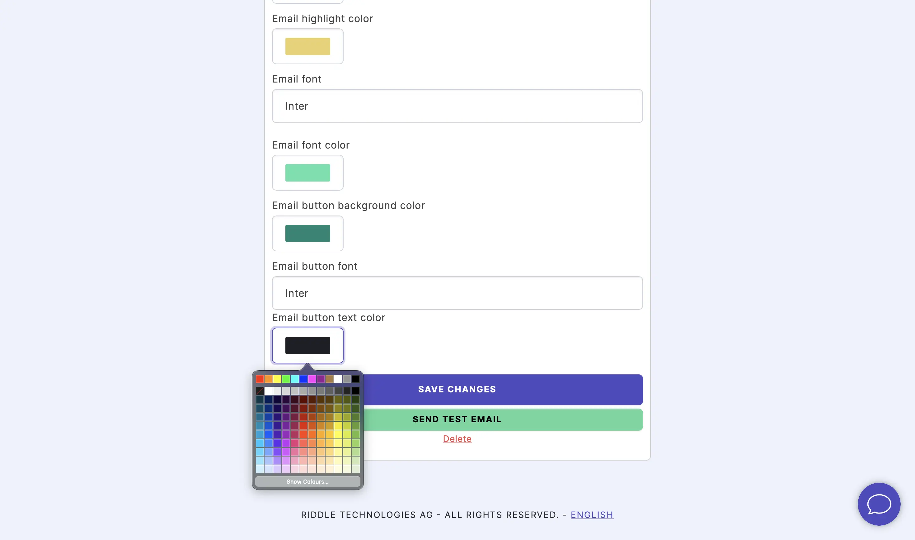 customize email button text color