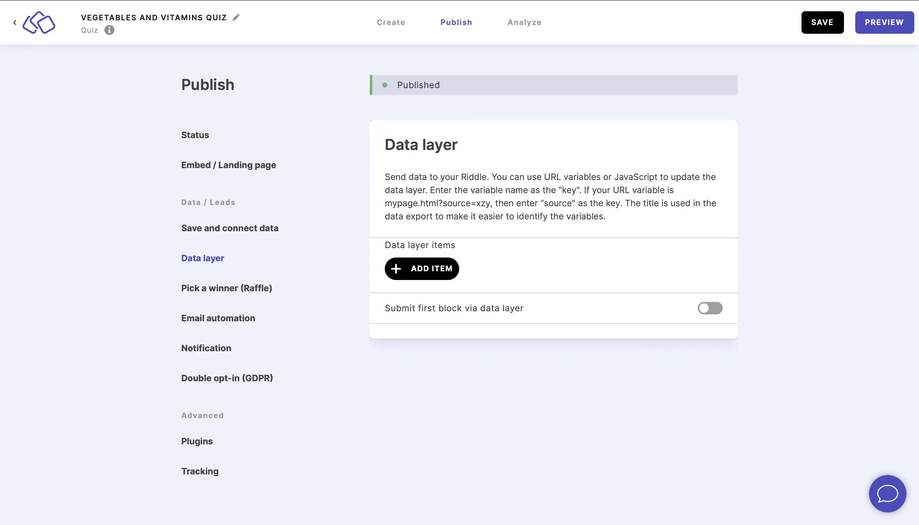 go to submit first block via data layer