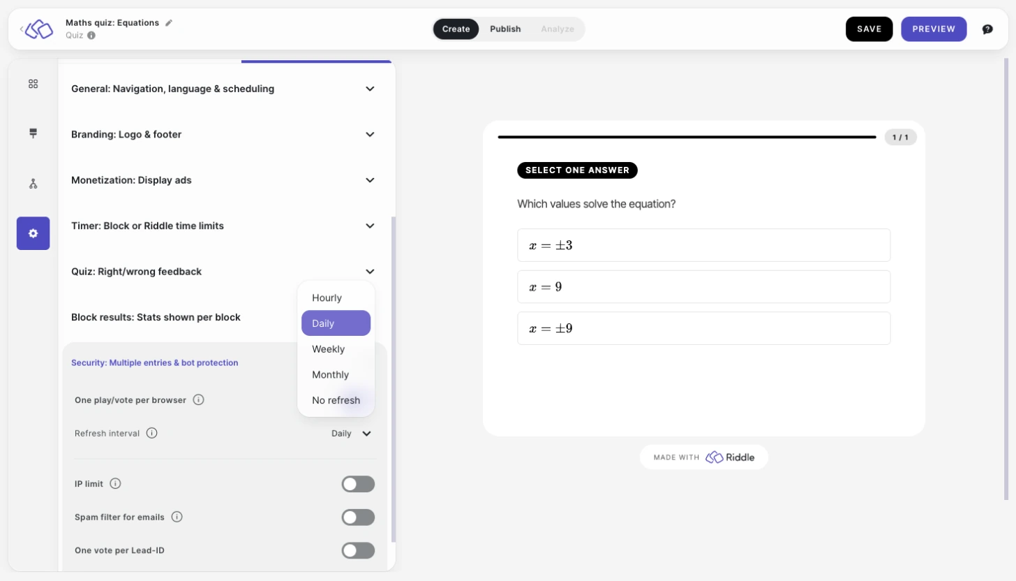 security refresh interval for one vote per browser