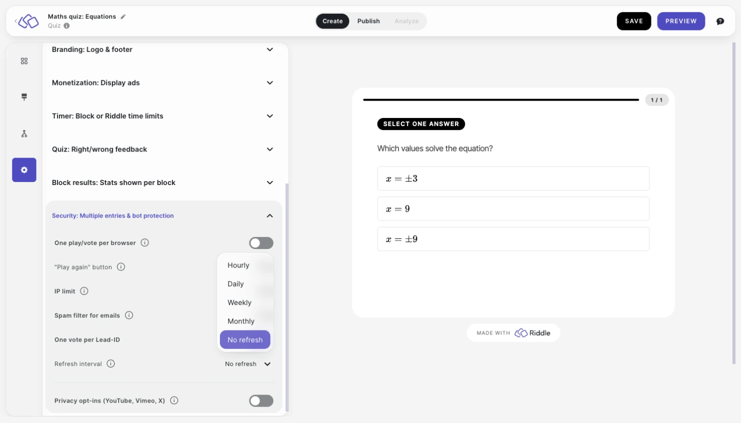 security refresh interval for one vote per lead-ID