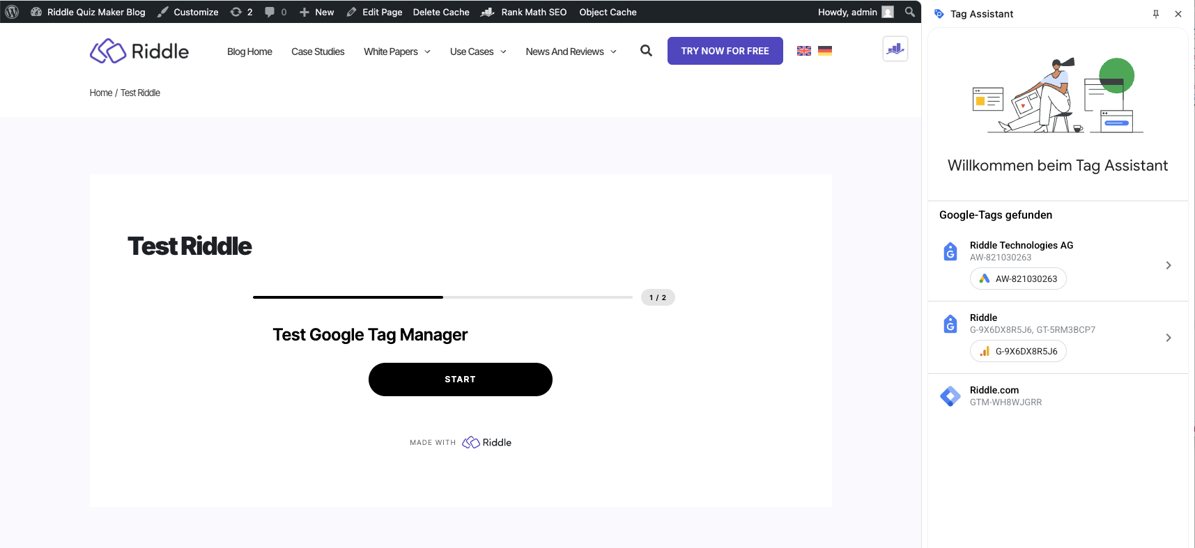verify tag manager loads