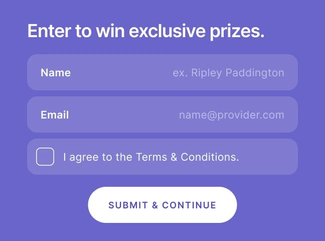 A contest entry form for collecting name and email