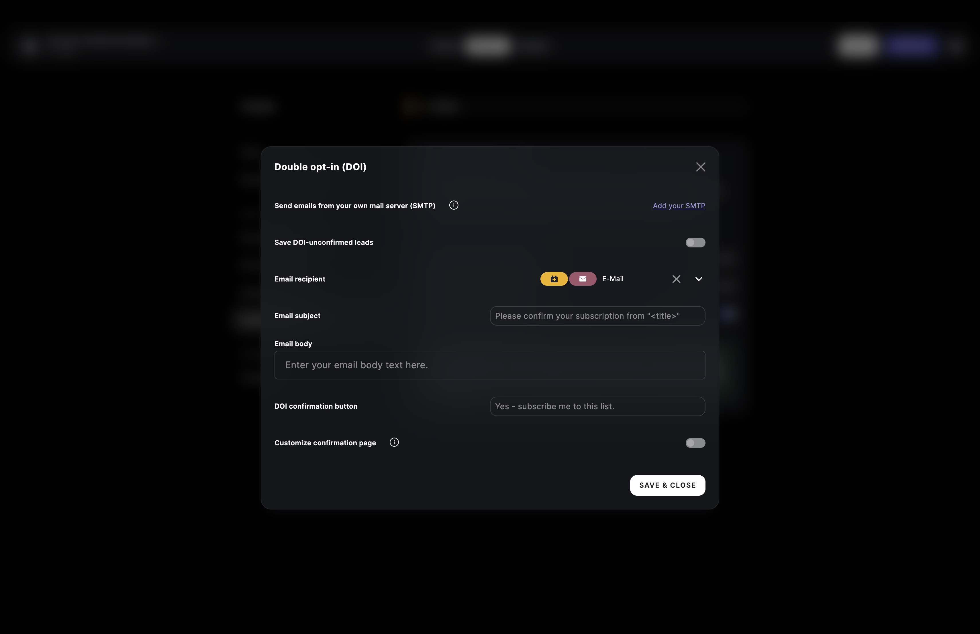 enable SMTP for DOI