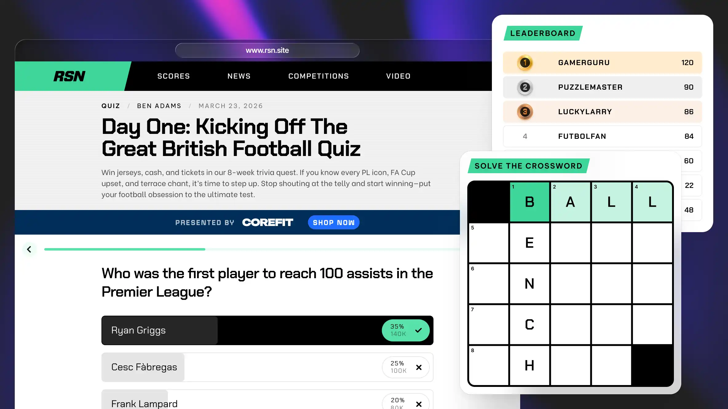 Interface showing a Sports Trivia Riddle being created