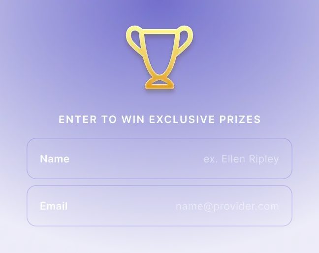 A contest entry form for collecting name and email