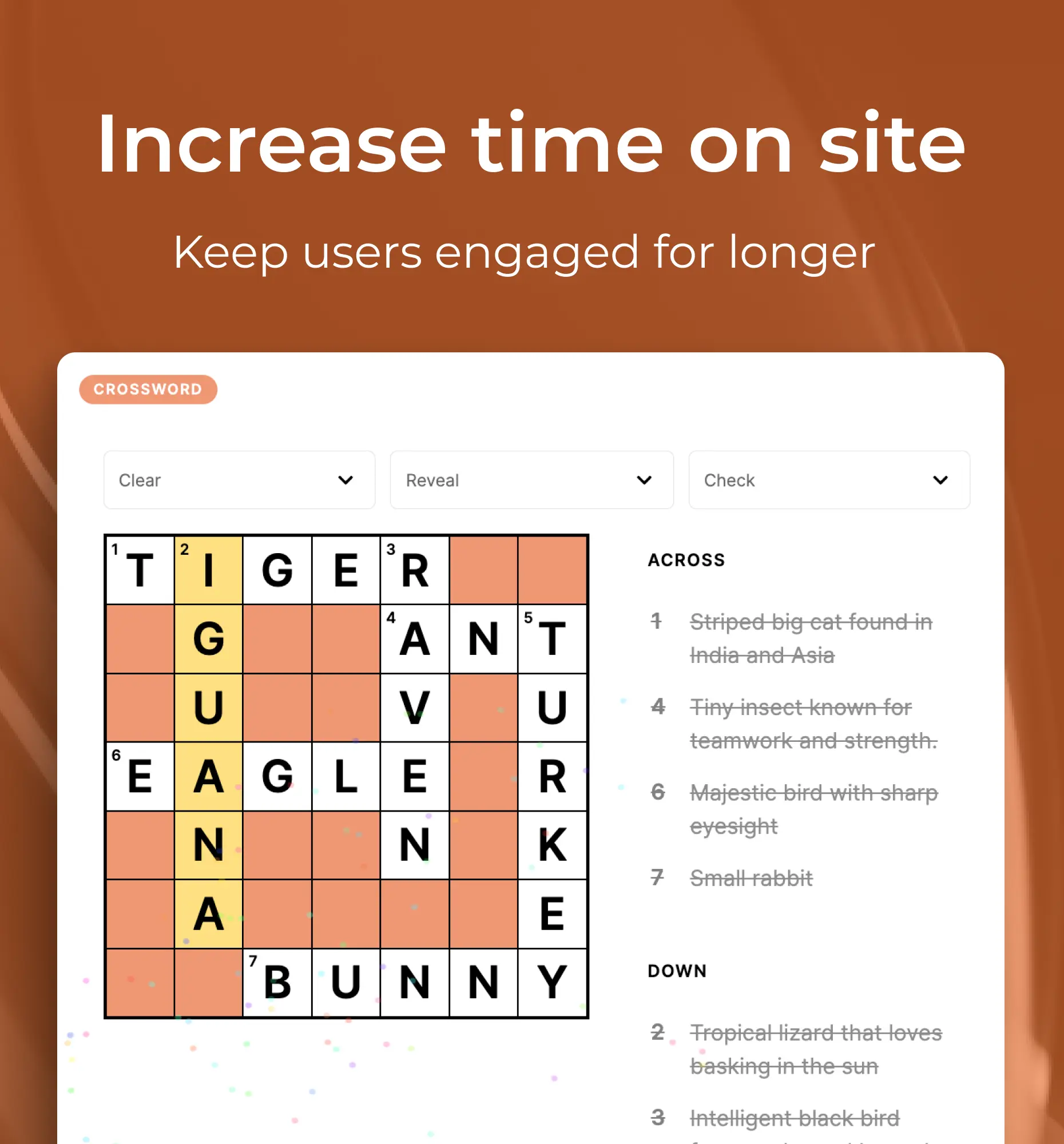 Riddle no-code builder interface for creating a Crossword puzzle