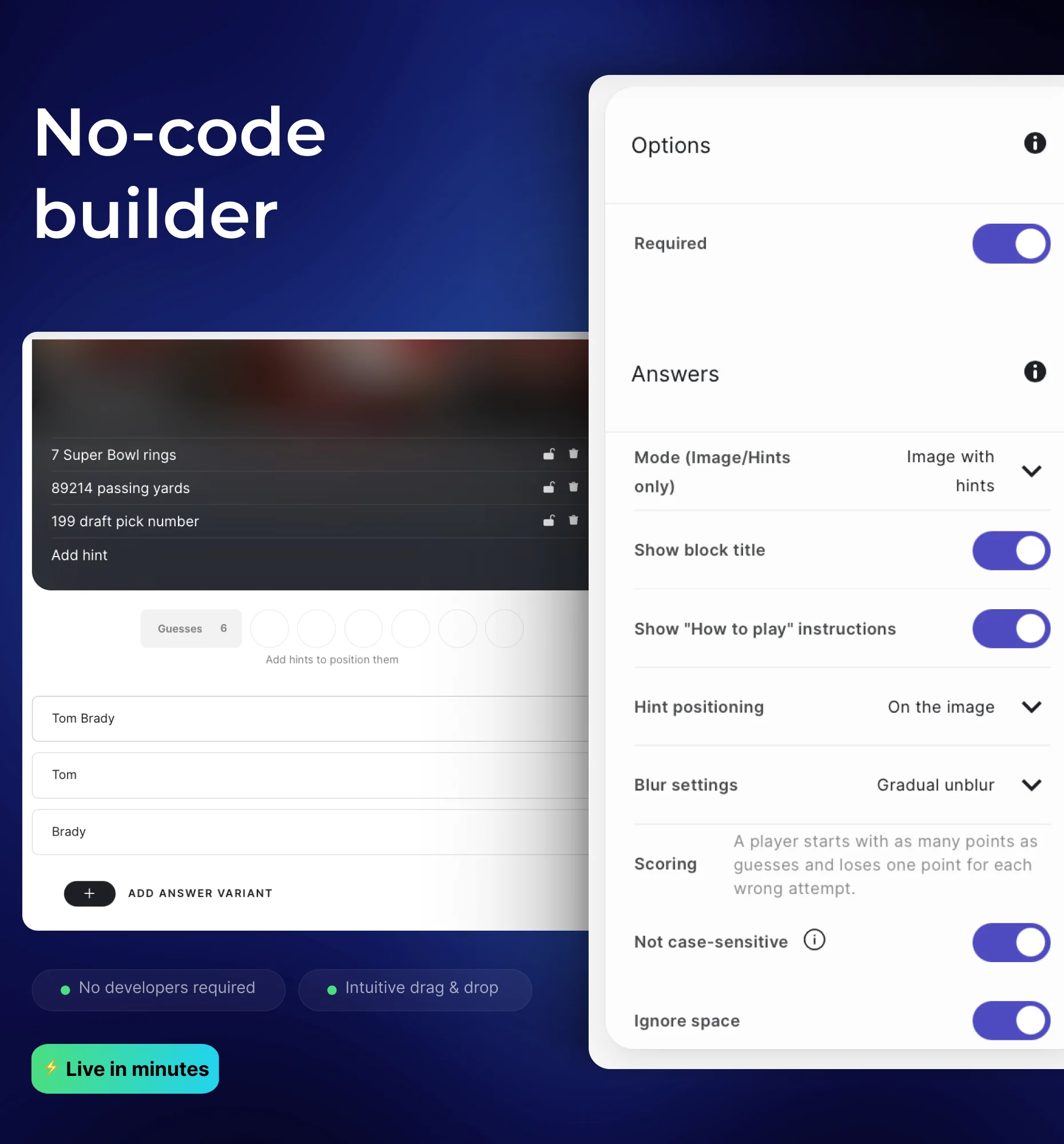 Riddle no-code builder for creating a Guess It challenge