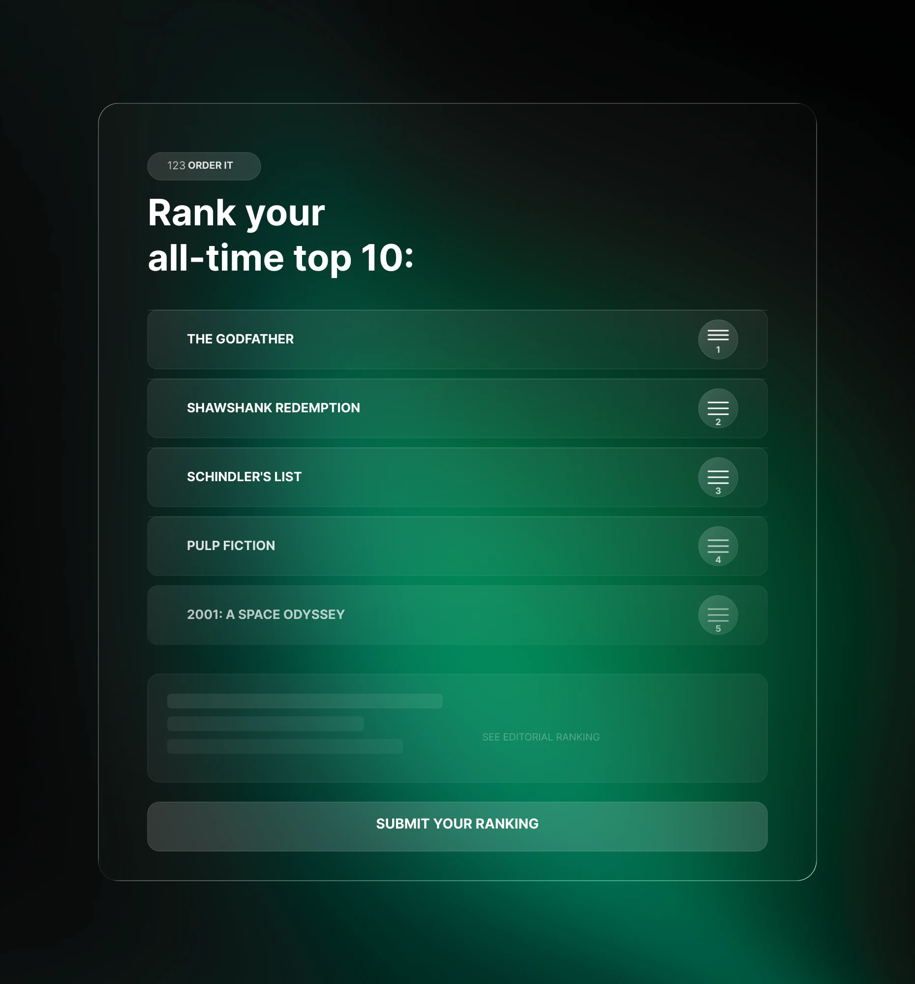Order It Poll turning a best-of list into a drag-and-drop ranking