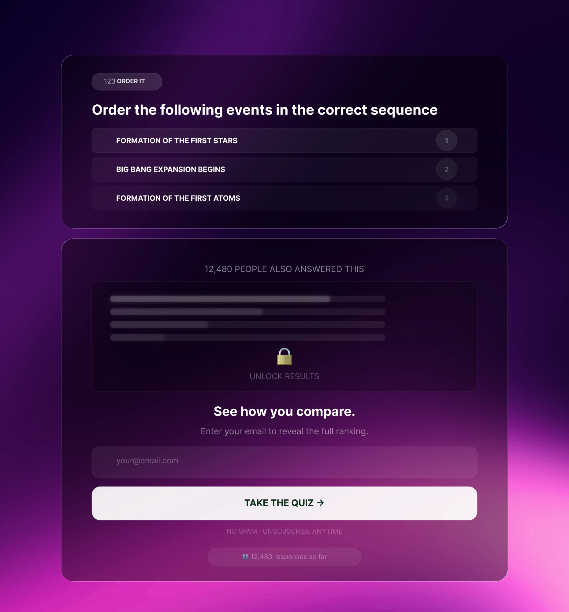 Order It Quiz with a lead-capture opt-in before the results reveal