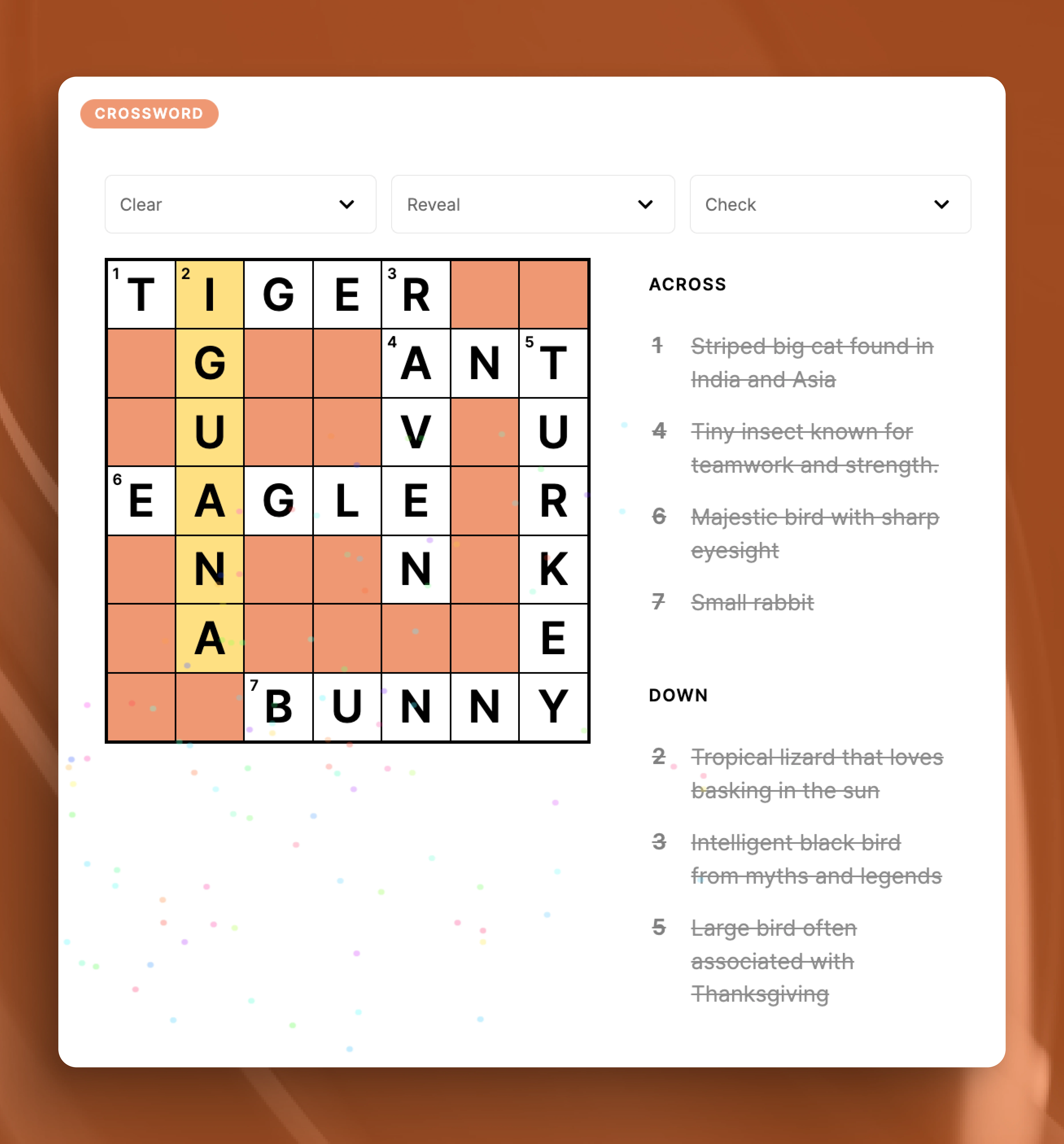 Crossword interactive content block preview