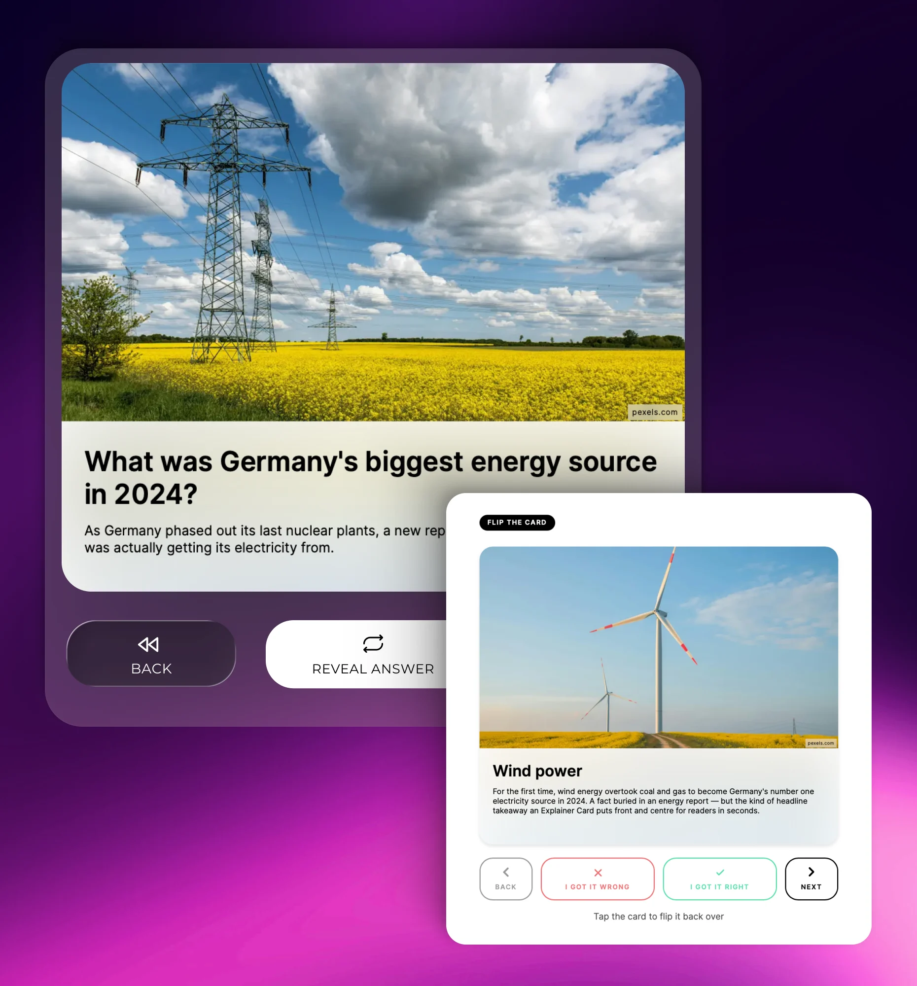 Flashcards interactive content block preview