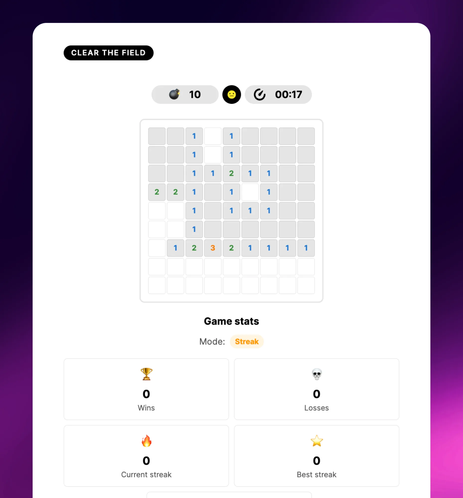 Minesweeper interactive content block preview
