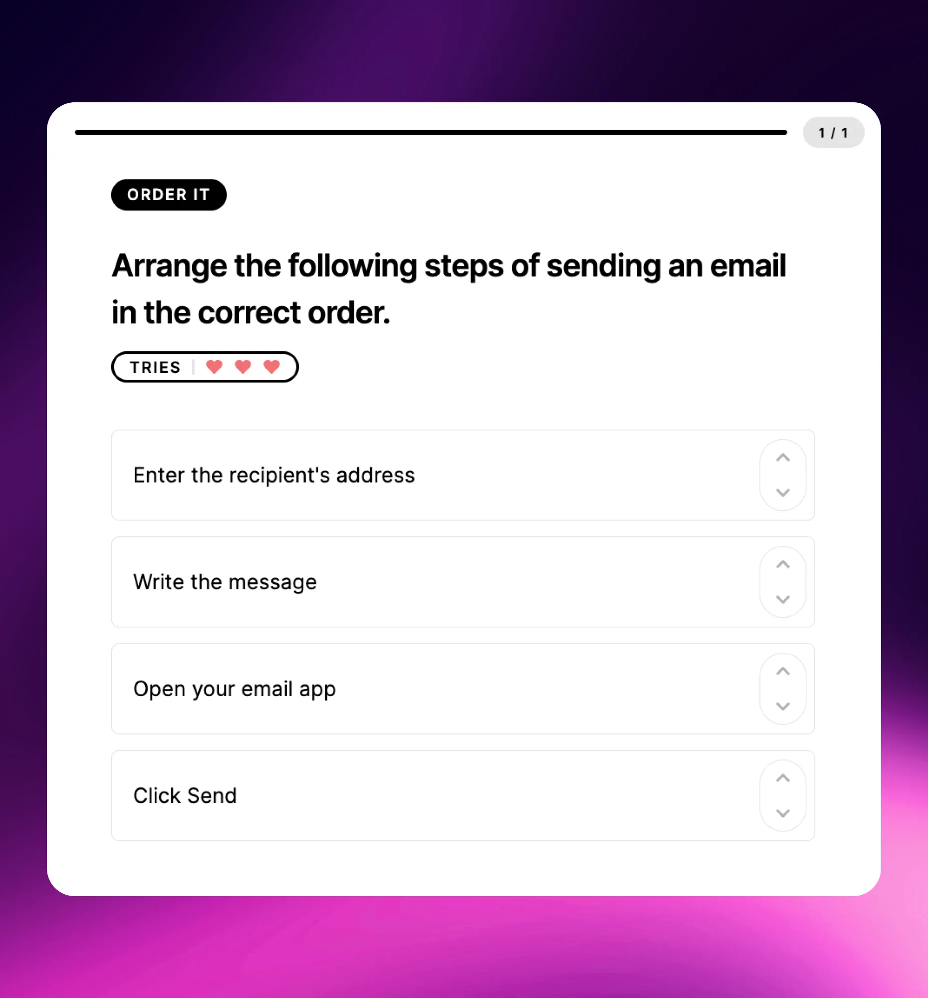 Order It interactive content block preview