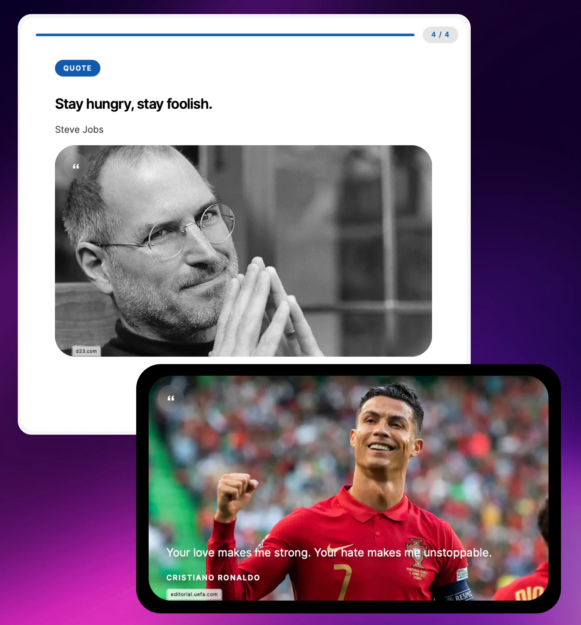 Quote interactive content block preview