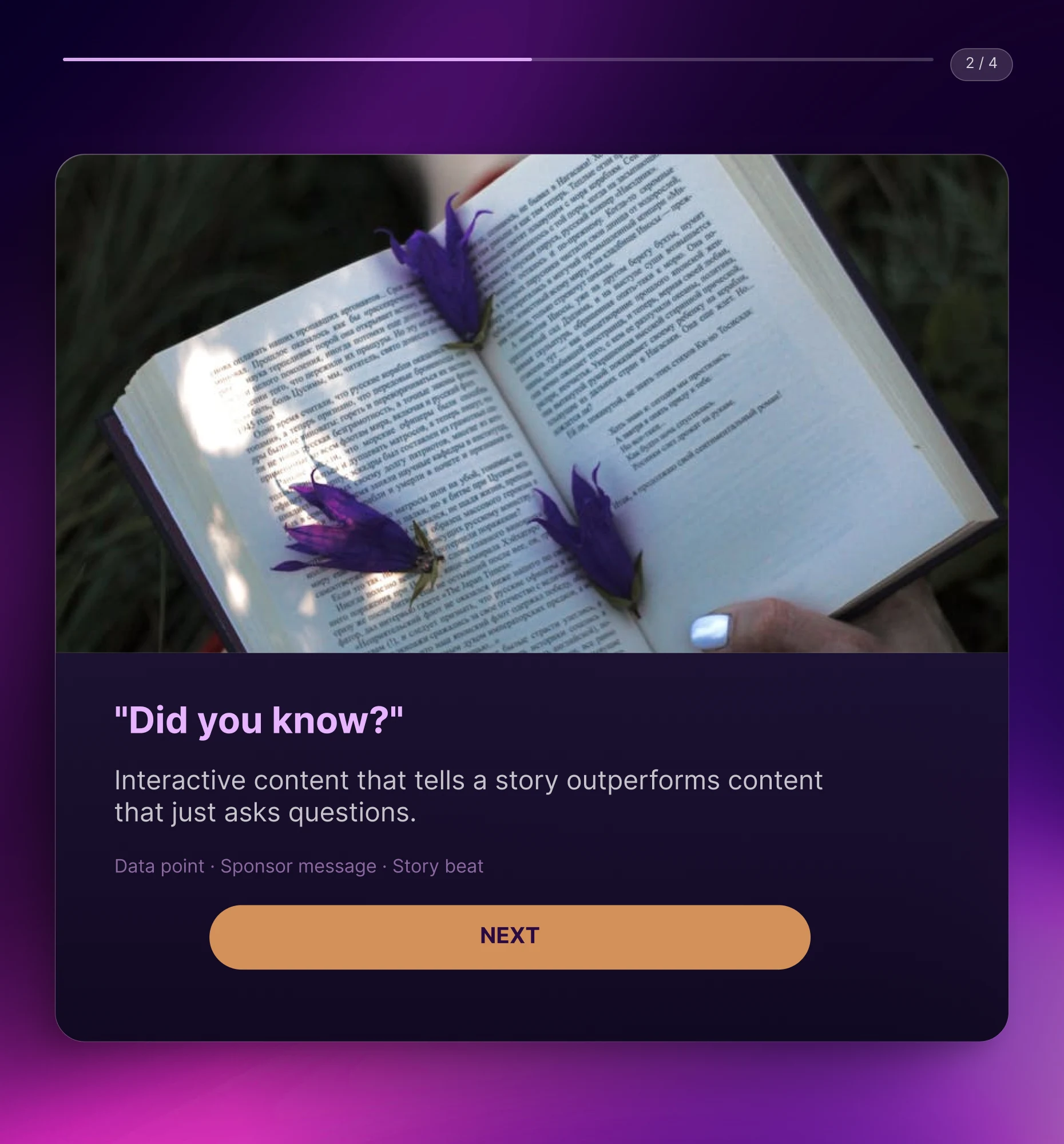 Text and Media interactive content block preview
