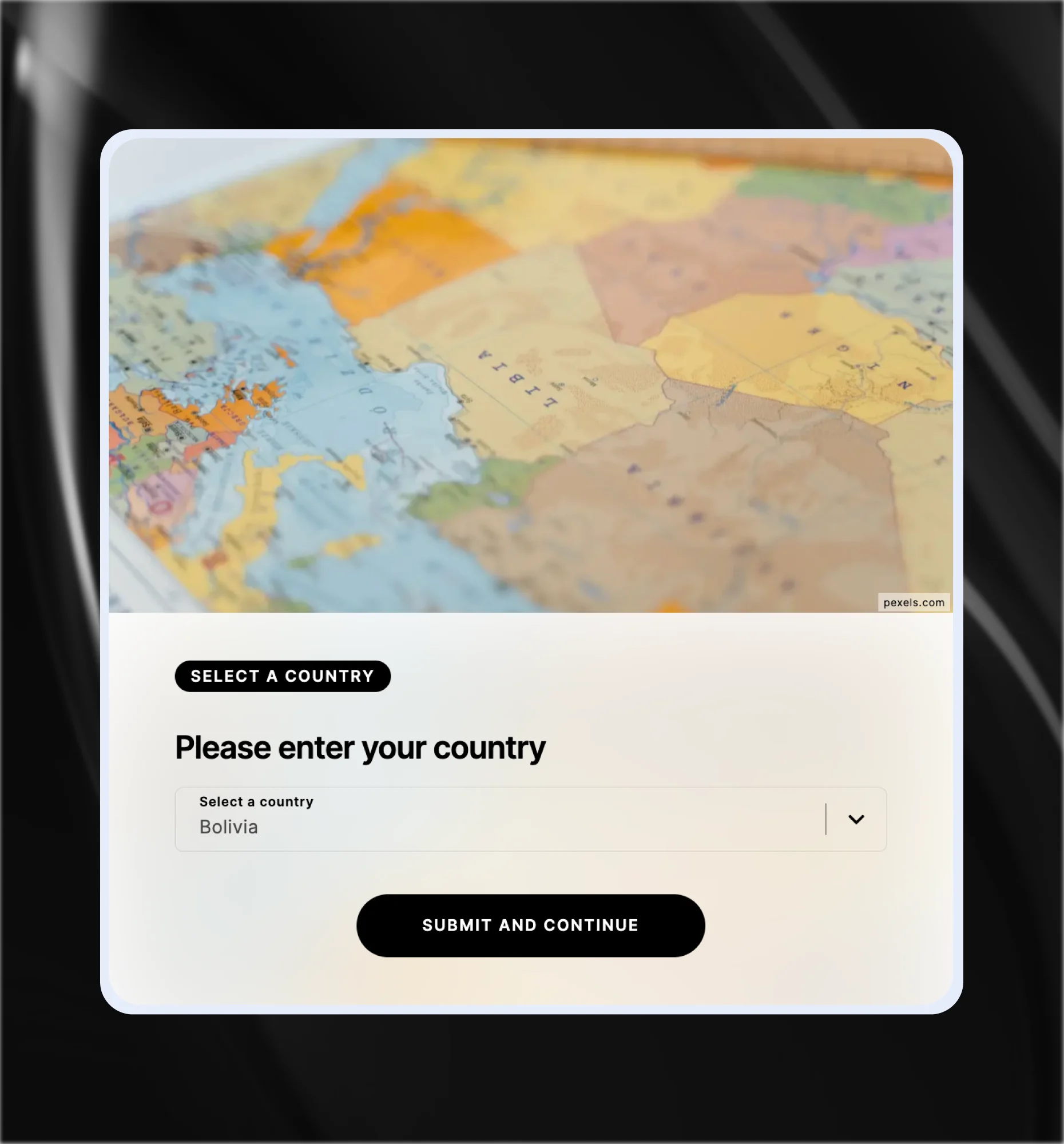 Country picker field in a Riddle lead form with a searchable dropdown
