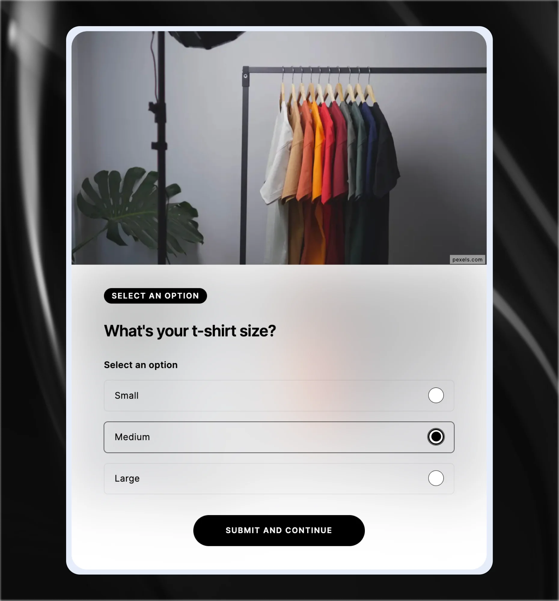 Radio button single-select field in a Riddle lead form