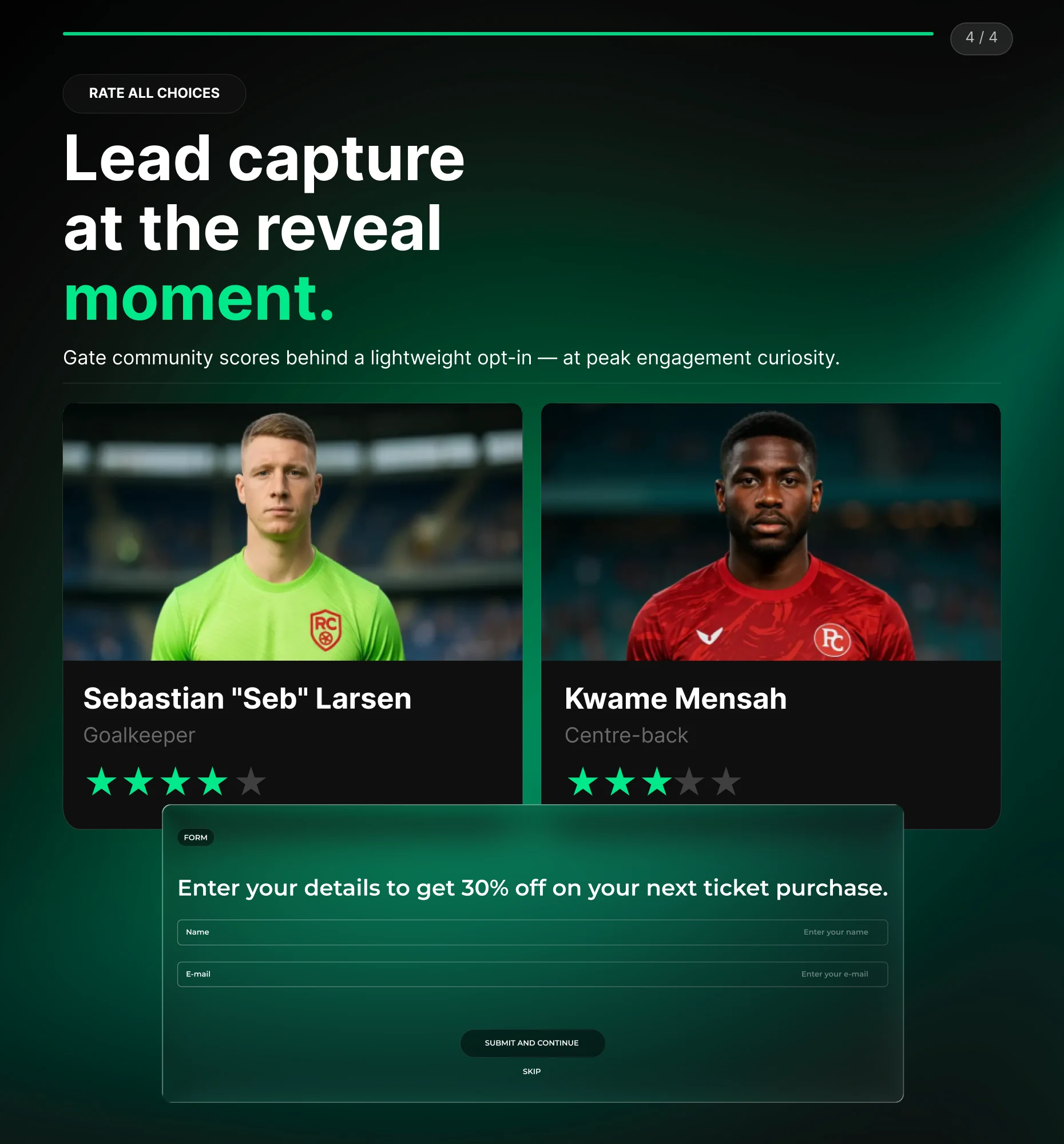 Rate It Poll with a lead capture opt-in gating a reward on the results page