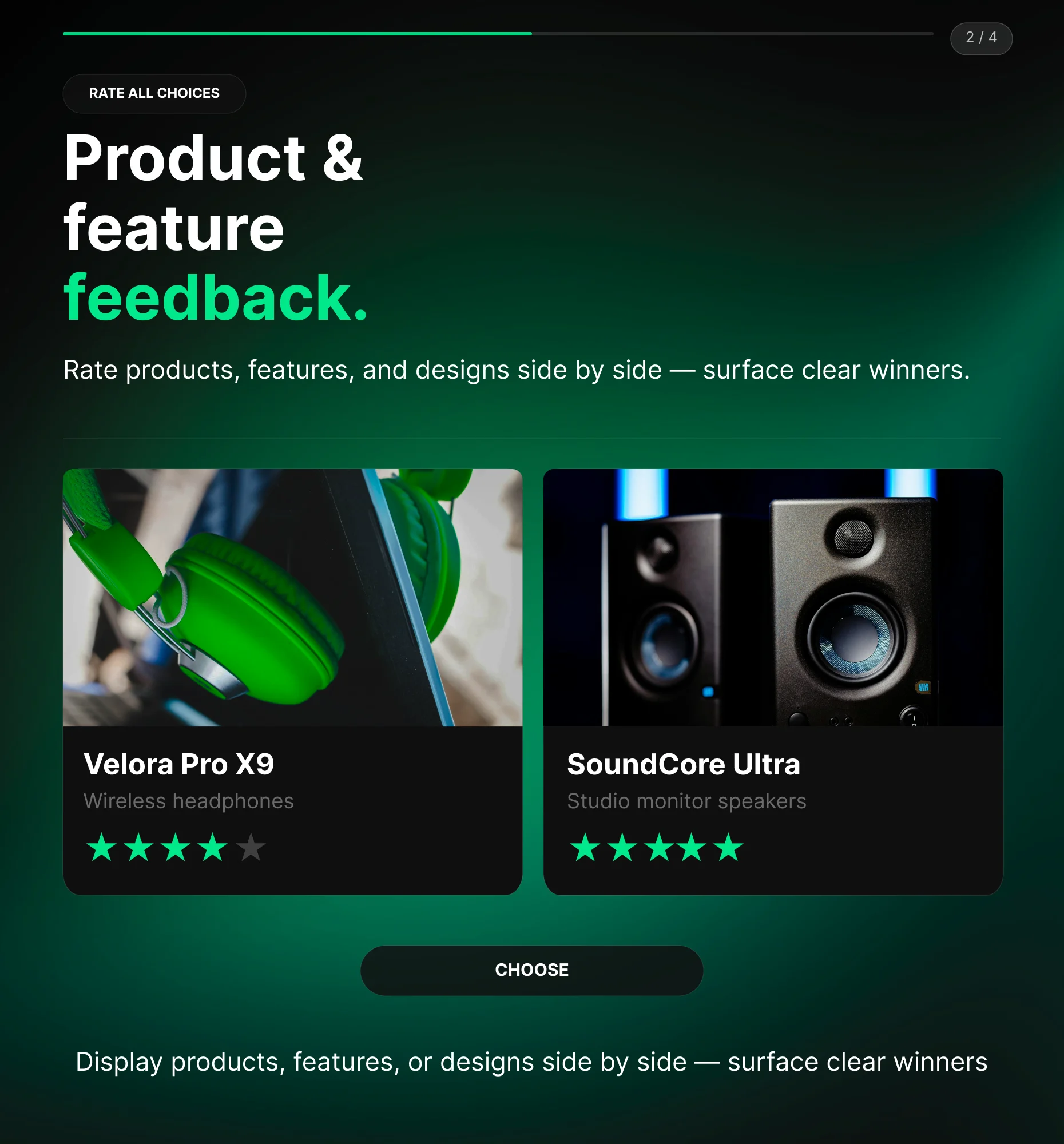 Rate It Poll comparing multiple products and features side by side