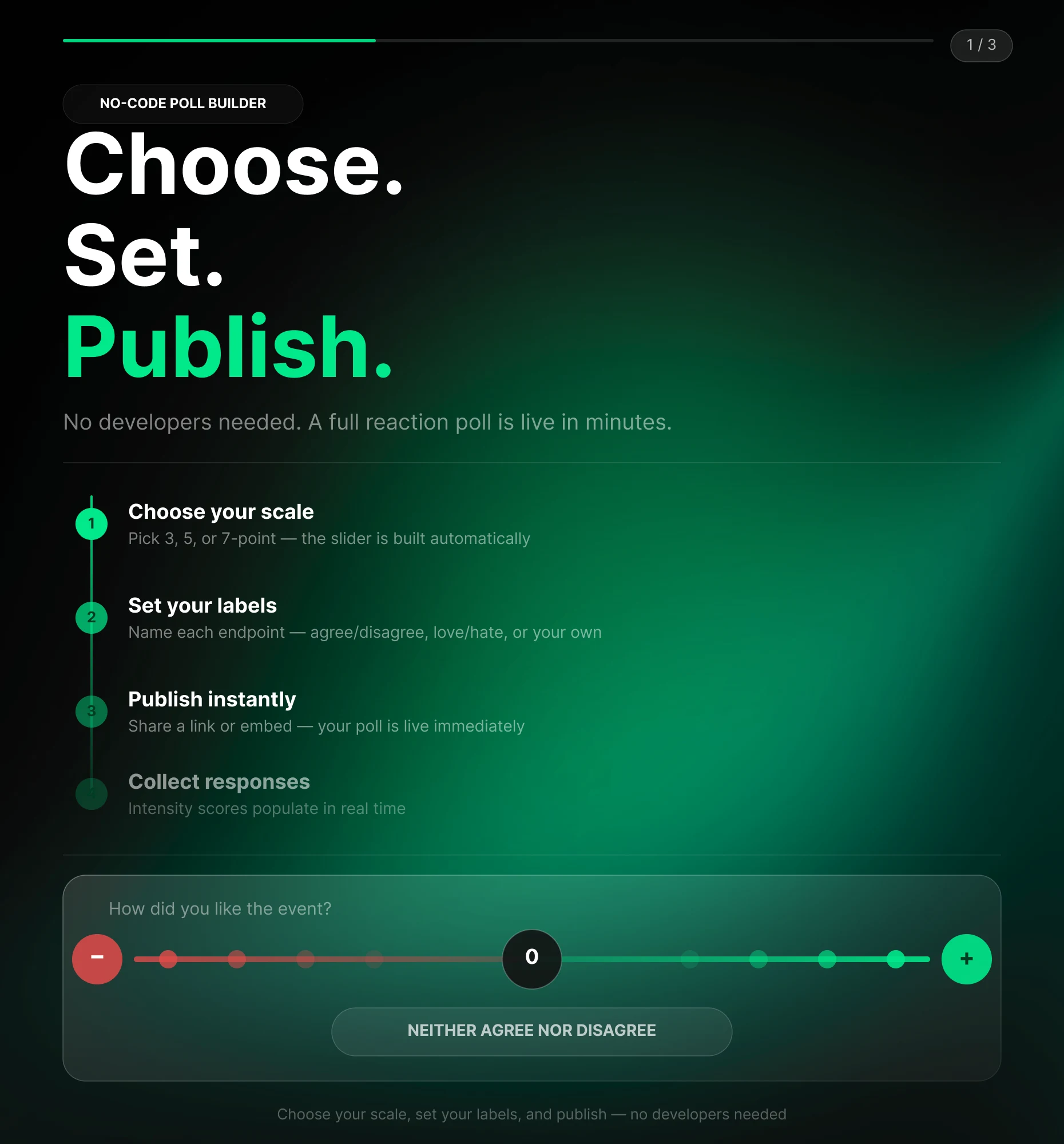 Riddle no-code builder for creating a Reaction Poll with a sliding scale