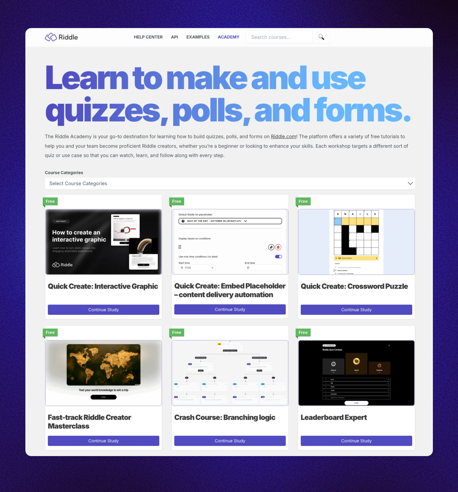 Riddle video academy tutorials