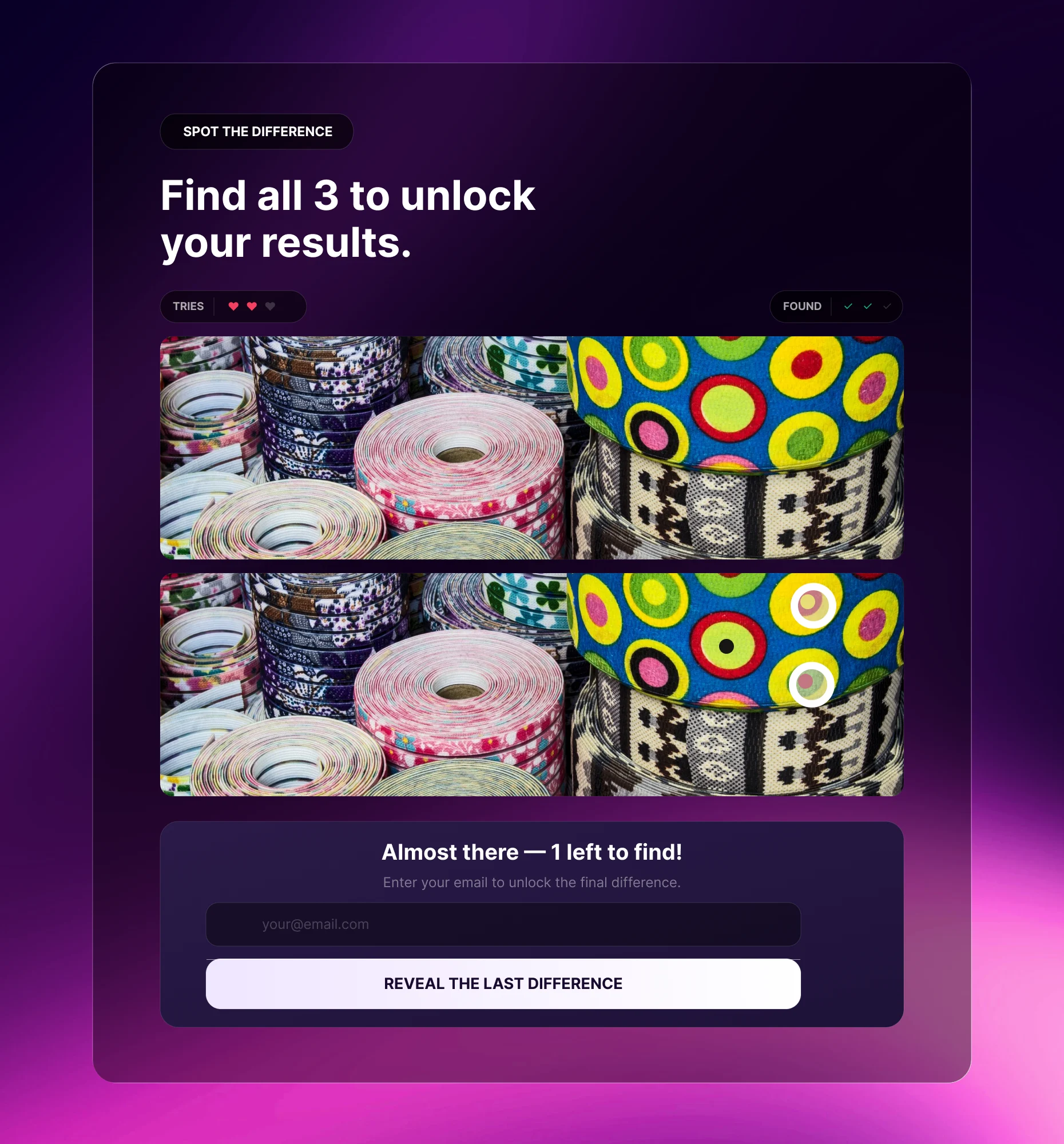 Spot the Difference game with a built-in lead capture opt-in form