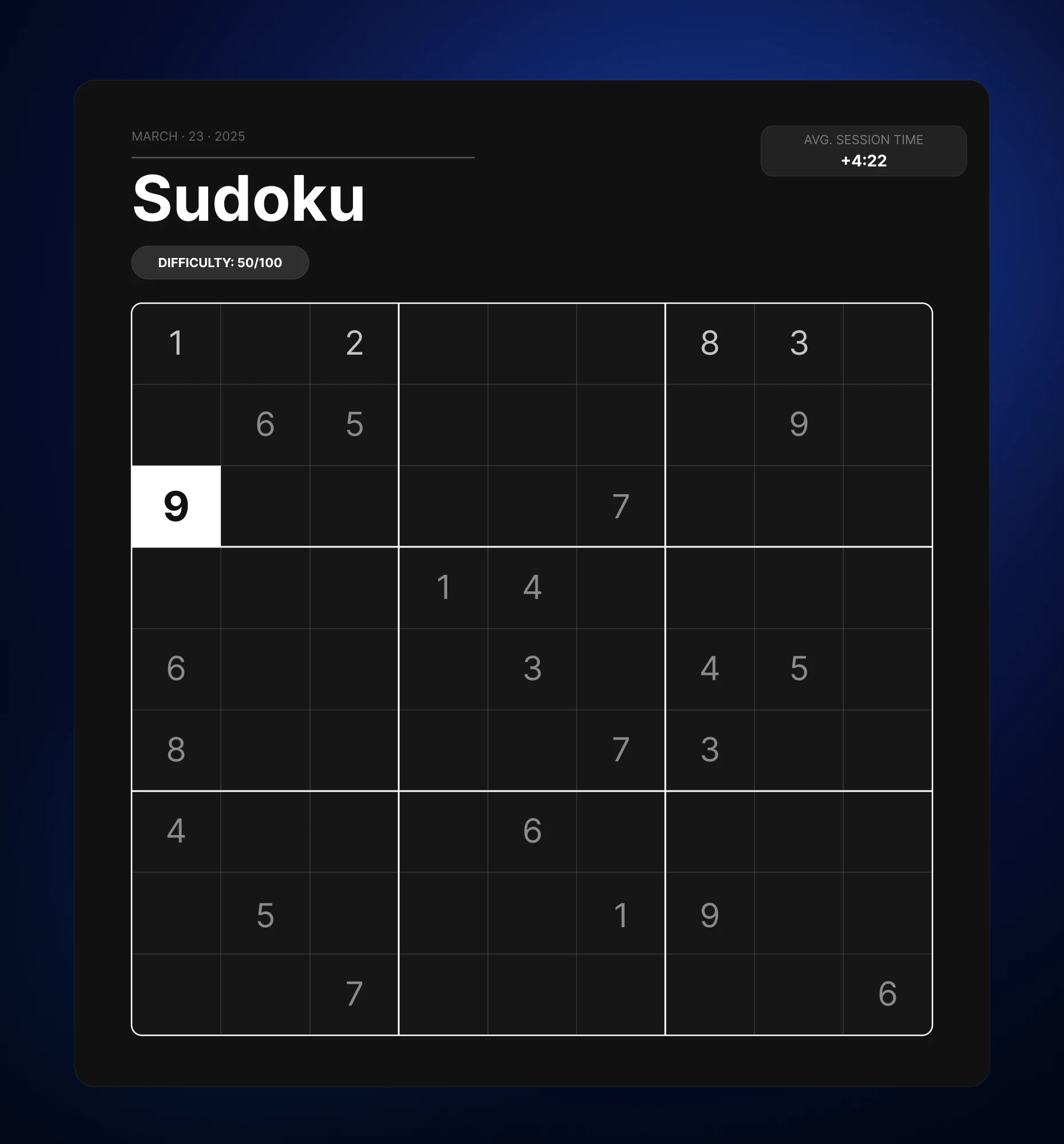 Sudoku puzzle embedded in an article to increase session time and engagement
