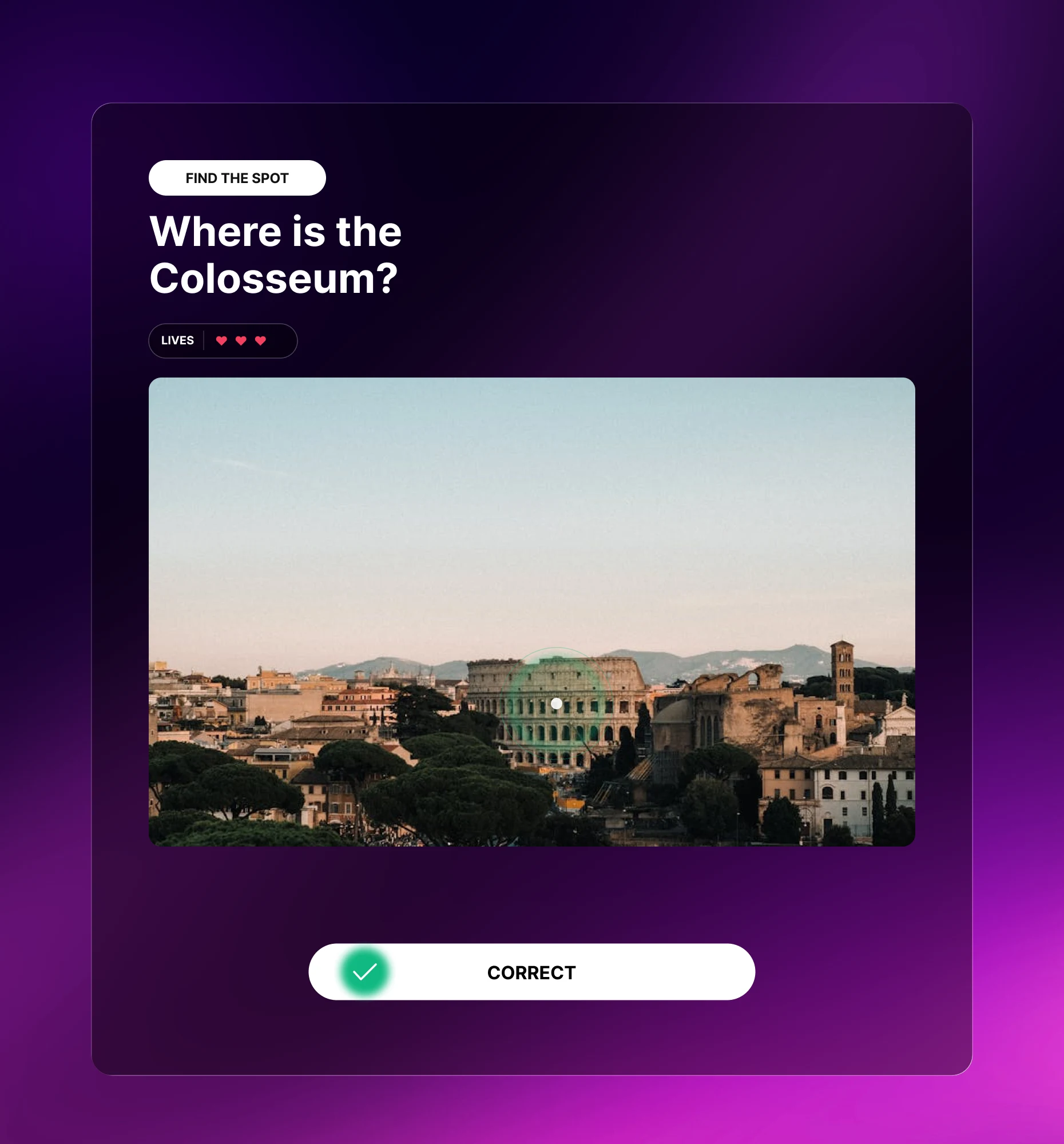 Tap and Find visual knowledge Quiz with tappable hotspots on an image