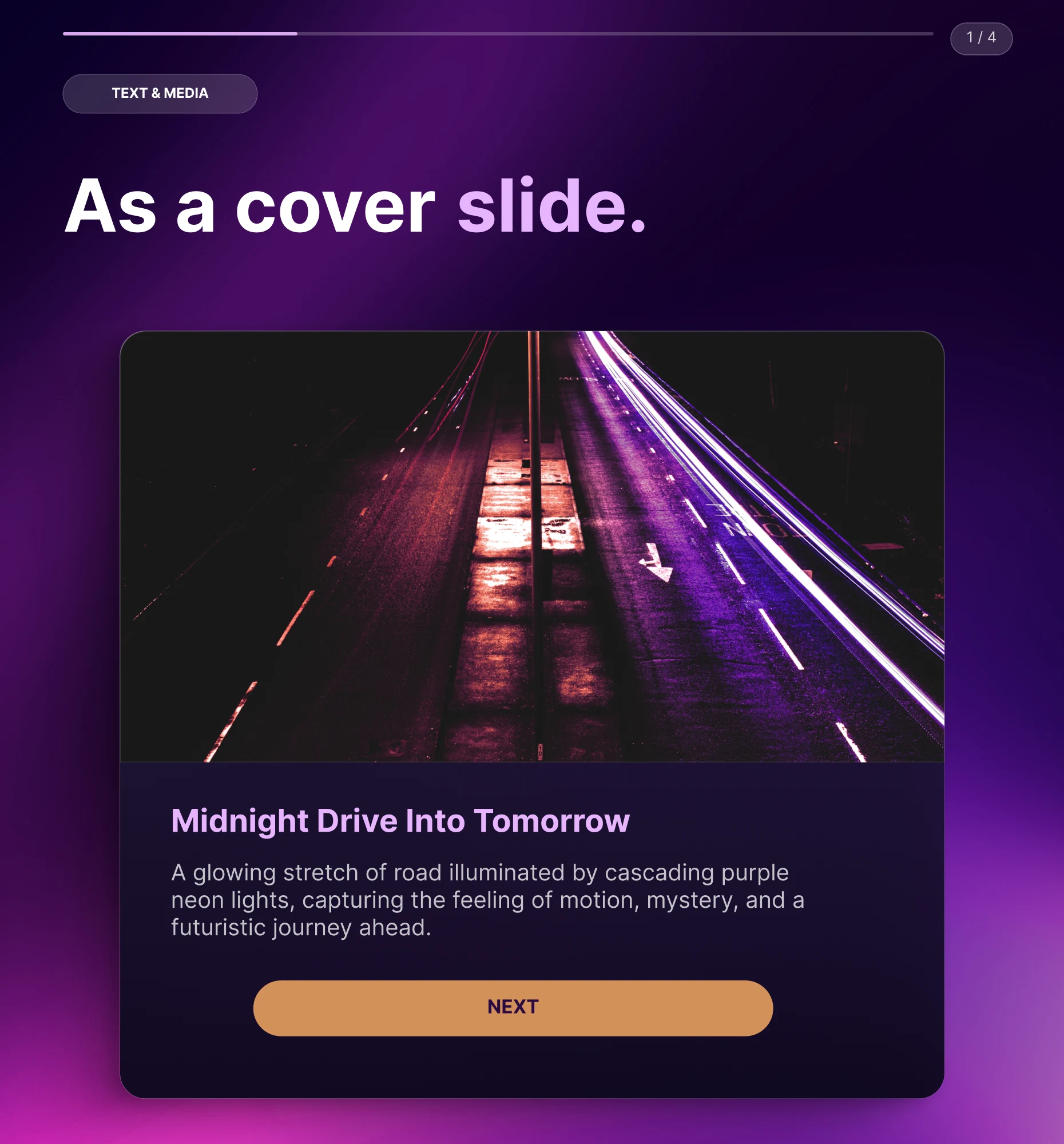 Text and Media Block used as a cover slide with a headline, image, and short intro before a Quiz