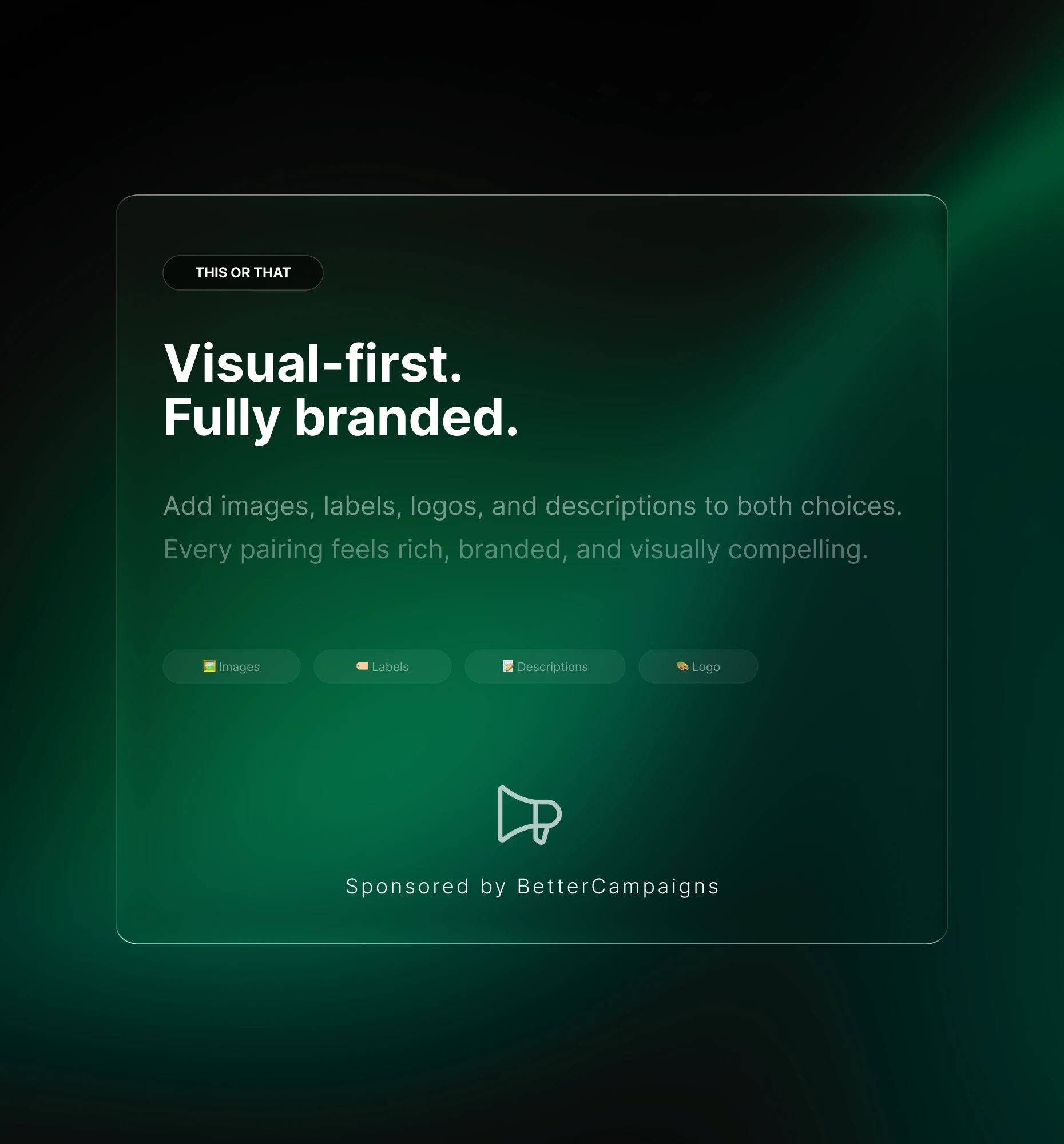 Visual-first This or That Poll with images, labels, and logos on each choice