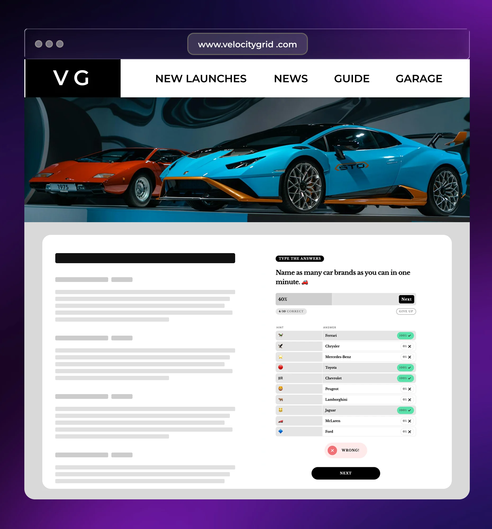 Typerush block embedded inside a long-form article to gamify content