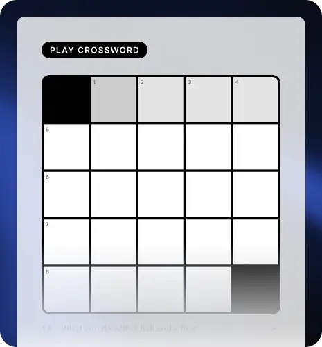 Interaktives Kreuzworträtsel-Minigame mit nummerierten Feldern und Hinweisen zum Lösen